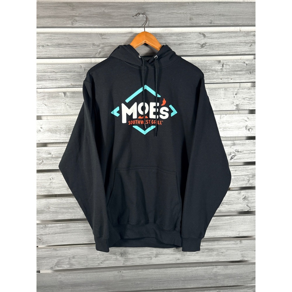 Moes Southwest Grill Hoodie Sweatshirt Black Mens Medium shirt uniform employee